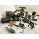Miscellaneous collectors items including a bakelite telephone, postal scales, a hoop game, a