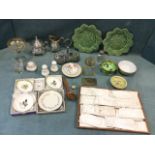 Miscellaneous items including boxed Wedgwood, a Crown Staffordshire domed floral butterdish & cover,