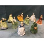 A collection of Royal Doulton lady figurines - Buttercup, Clarissa, Paula, Alison, Kirsty, Fair