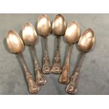 A set of six Victorian hallmarked silver spoons with shell embossed handles - Edinburgh, 1845 -