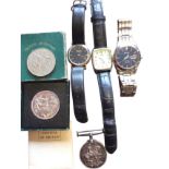 A George V general service medal - DVR P Gall; three gentlemans wrist watches - Seiko, Lorus &