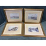 A set of four MacDonald prints of local scenes - Warkworth, Bamburgh, Craster & Dunstanburgh, all