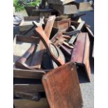 A large quantity of pieces from a cabinet makers restoration workshop including drawers, table tops,