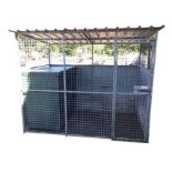 A Trans K9 dog kennel & run with pitched roof to cage, the full height door with sprung latch