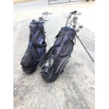 Two sets of golf clubs by Wilson 1200TG and Reflex, together with some extra random clubs, both bags