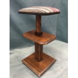 An unusual late Victorian rise-and-fall stool or stand, the rectangular rounded top with later