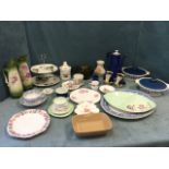 Miscellaneous ceramics including a pair of Staffordshire floral jugs, a 60s coffee pot & cover, a