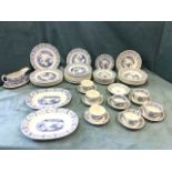 A contemporary blue & white Furnivals dinner/tea service decorated in the Old Chelsea pattern -