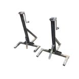 A pair of car jacks with crank handles on stands. (21in) (2)