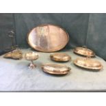 A quantity of silver plate - a pair of oval tureens & covers and two others, a large drinks tray