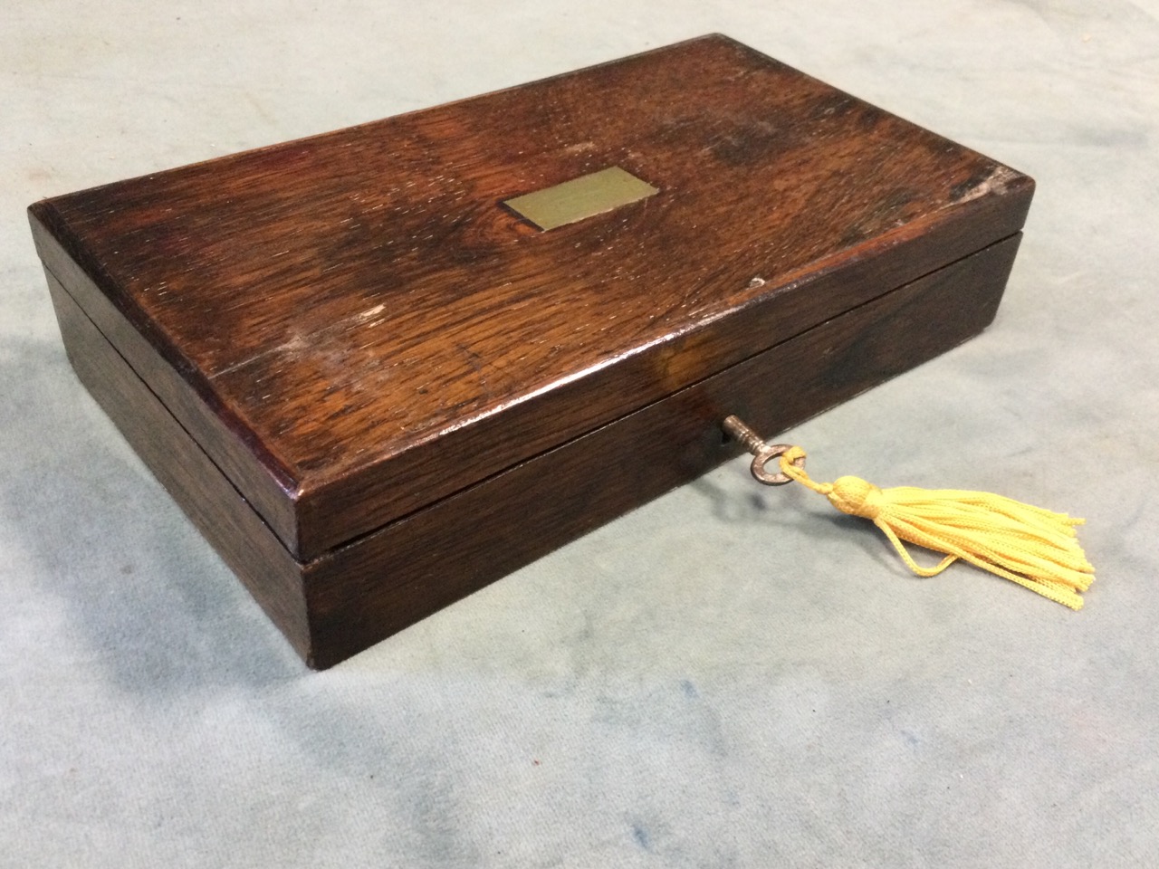 A rosewood cased set of brass drawing instrument, the lined box with fitted internal tray. (8.25in) - Image 2 of 3