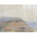A Fisher, watercolour, coastal sea scape, titled to verso Bolberry Downs, Devon, signed, mounted and