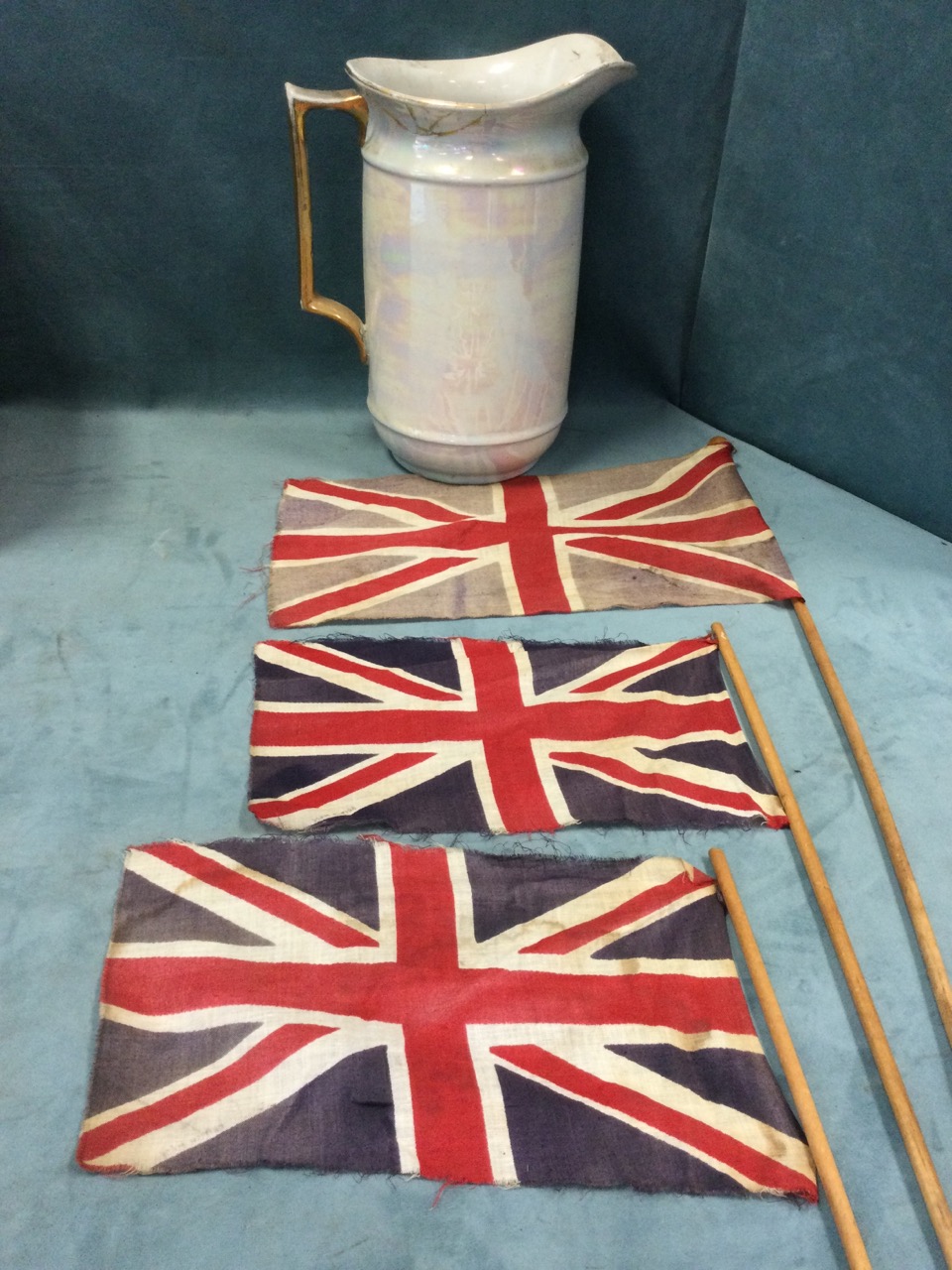 A four-drawer stationary cabinet with brass pulls/label holders; an opaline lustre glazed pitcher - Image 2 of 3