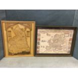 A gilt framed Victorian style map of Northumberland; and an eighteenth century style map of Europe