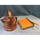 A large 1915 copper jug with swing handle by Lawden & Youle of Birmingham; and an old wood GP