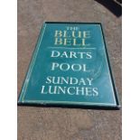 A large rectangular aluminium framed pub sign. (52in x 79in)