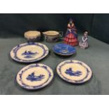 Miscellaneous ceramics including five pieces of Royal Doulton blue & white Norfolk ware, two Royal