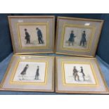 A set of four handcoloured steel engravings, Modern Athenians, the numbered plates published in