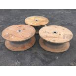 A set of three cable drums with metal centres. (43.5in x 16in) (3)