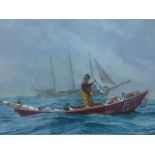 Bob Wandesforde, watercolour, fisherman at sea titled in pencil Room for One More, Cod Fishing