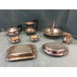 A Viners four-piece silver plated gadrooned teaset; and other silver plate including tureens &
