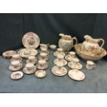 Miscellaneous ceramics including a Minton floral jug & basin, an Indian Tree teaset, a fluted