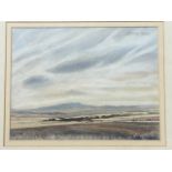 AJ Cartmel Crossley, watercolour, landscape Cheviot view, signed in pencil, mounted & framed. (11.