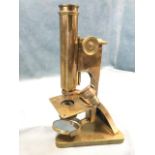 A mahogany cased compound achromatic brass microscope by R & J Beck of London, the instrument with