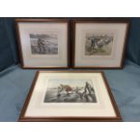 A collection of Henry Wilkinson coloured etchings, all signed in pencil on margins and numbered -