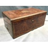 A Victorian walnut writing slope with brass banding having nameplate engraved William Henderson, the