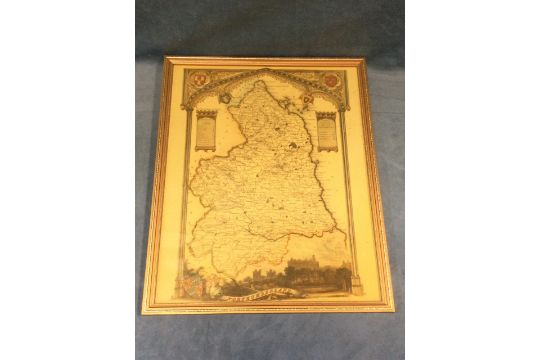 A gilt framed Victorian style map of Northumberland; and an eighteenth century style map of Europe - Image 2 of 3