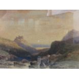 John Wilson Carmichael, watercolour, study of Bamburgh castle with rocks in foreground, signed &