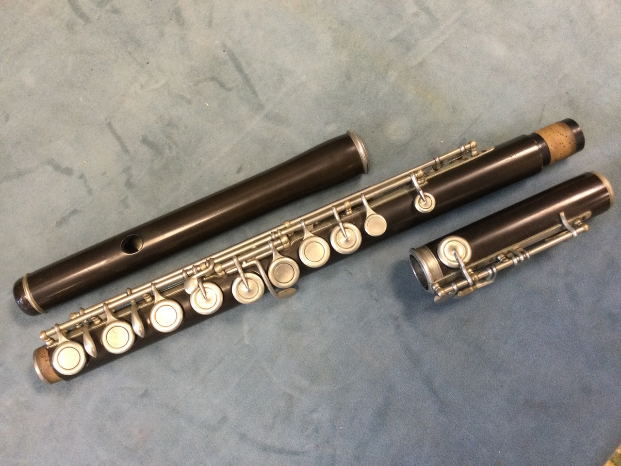 An Edwardian cased flute, the bakelite instrument with chromed mounts - rubbed marks. (26.5in) - Image 2 of 3