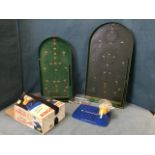 A Chad Valley bagatelle board with gilt scoring numbers; another similar bagatelle board; and a