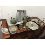 Miscellaneous silver plate including an Elkington rectangular warming stand on scrolled supports,