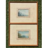 William Gilpin, watercolours, a pair, landscapes with figures & buildings, mounted & framed. (4.75in