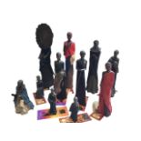 A collection of Maasai limited edition bronze patinated figurines, mainly all numbered and with