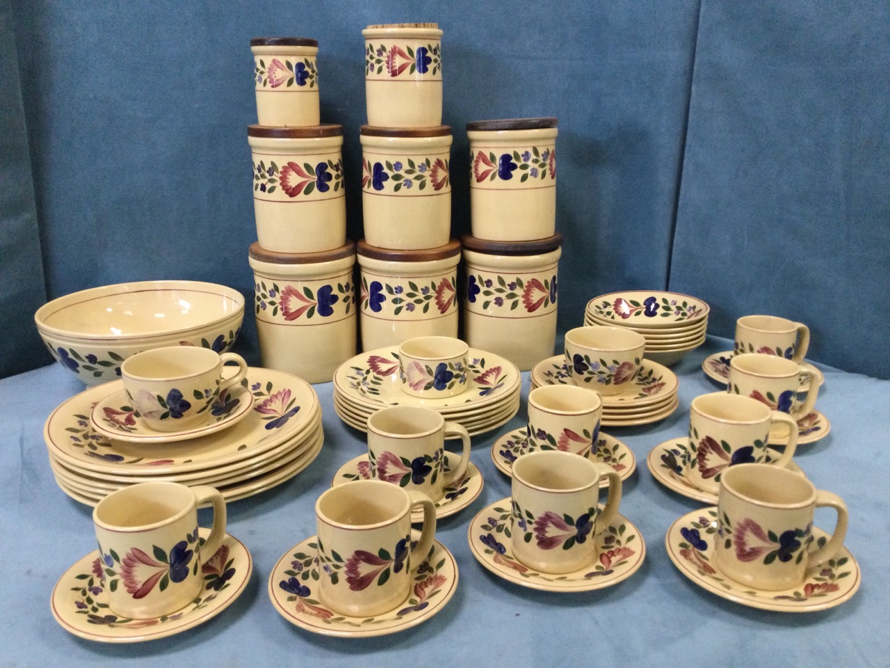 A TG Green (Gresley) breakfast/dinner service handpainted with floral leaf bands in the Oakville