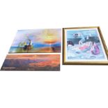 A boxed canvas print after Turner; a Grand Canyon landscape print; and an impressionist print of