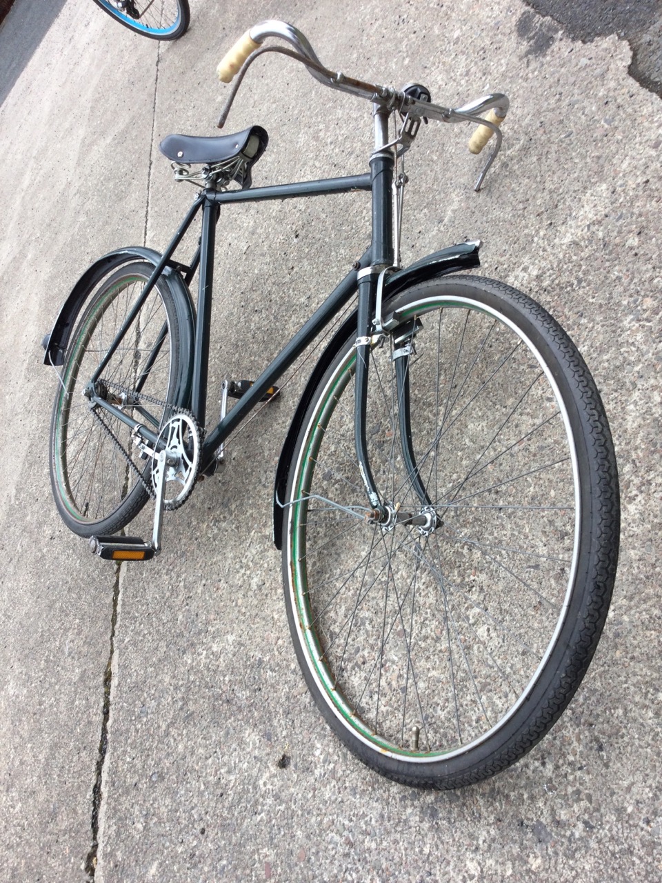 A Brooks old fashioned bicycle with sprung seat and lever brakes, moulded mudguards, etc. - Image 3 of 3