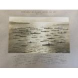 A framed and titled sepia photograph of ships built by Palmers 1914-1919, the 41 boats all named,