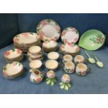 A Staffordshire floral dinner/dessert/tea service decorated in the Desert Rose pattern; a pair of