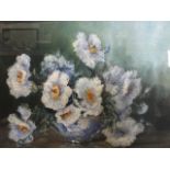 Marion Broom, watercolour, still life, bowl of white flowers in vase, signed & framed. (29.25in x