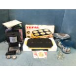 An unused & boxed Tefal crêpes multi heater; a mint & boxed DeLonghi espresso coffee machine; and
