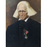 Nineteenth century oil on canvas, bust portrait of a gentleman wearing medals, unframed and