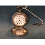 A Victorian silver pocket watch by Billodes, the case with engine turned decoration enclosing an
