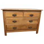 A late Victorian satin walnut chest with rectangular moulded top above two short and two long
