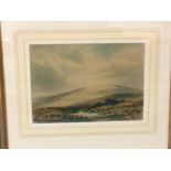 Rubens Southey, watercolour, landscape with sheep and stream, signed, mounted & framed. (10in x