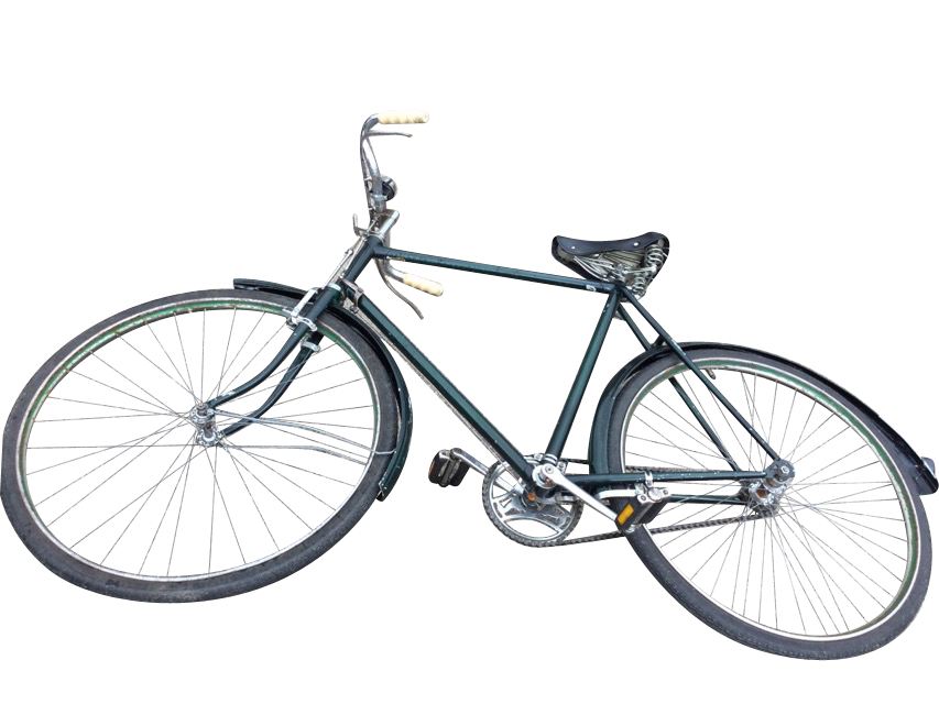 A Brooks old fashioned bicycle with sprung seat and lever brakes, moulded mudguards, etc.