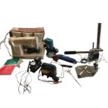 Miscellaneous electrical tools - a Black & Decker router, a compressor, a Pro-craft sander, a